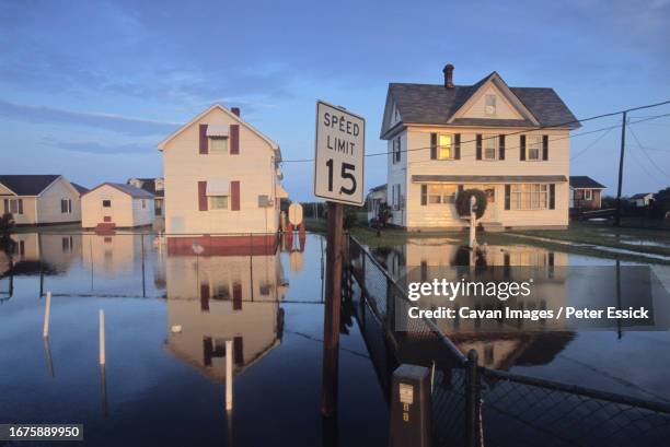 flooding on tangier island, va - flood city stock pictures, royalty-free photos & images