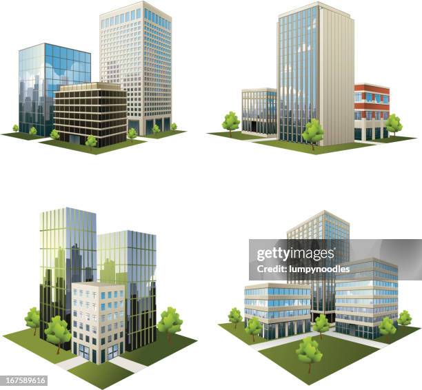 ilustraciones, imágenes clip art, dibujos animados e iconos de stock de office park iconos - terreno de juego