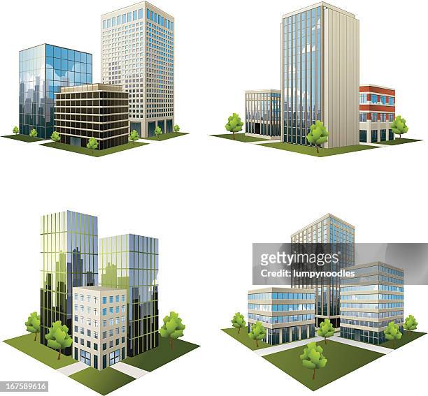 office park icons - office stock illustrations