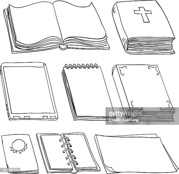 books in black and white - workbook stock illustrations