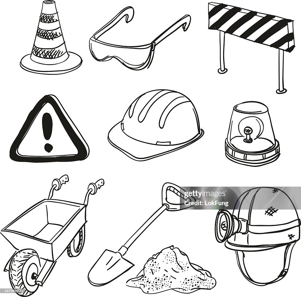 Construction sketch in black and white