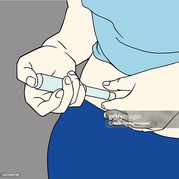 diabetic with insulin - injecting stomach stock illustrations