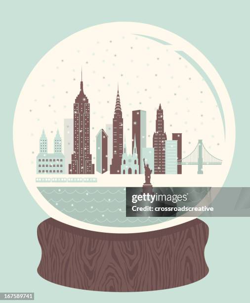 snow globe nyc - christmas snow globe stock illustrations