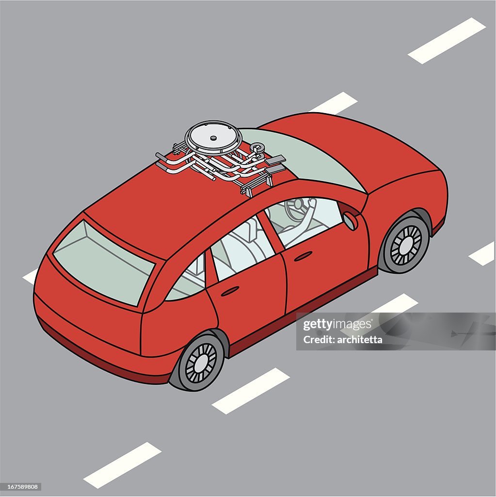 Car with roof mounted wheelchair