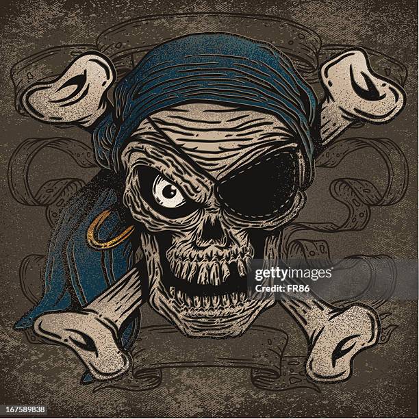 crossbones pirate skull - skull stock illustrations