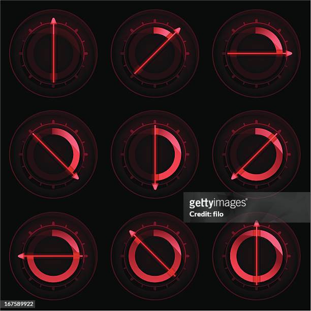 red kontrolle zifferblätter - temperature gauge stock-grafiken, -clipart, -cartoons und -symbole