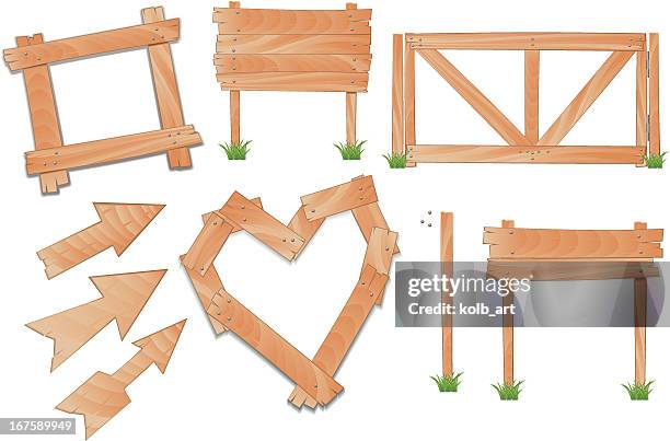 wooden signs, planks and frames - beach sign stock illustrations