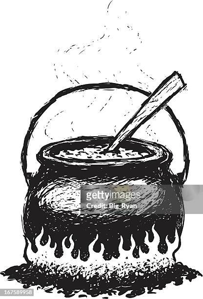 sketchy chili pot - cauldron stock illustrations