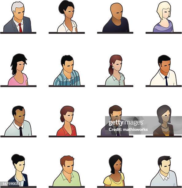 avatar icons: business personen - female head no hair stock-grafiken, -clipart, -cartoons und -symbole