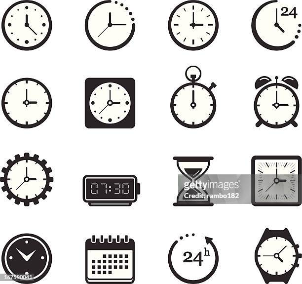 time/clock icons - clock face stock illustrations