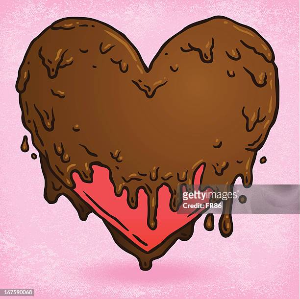 chocolate covered heart - chocolate splash stock illustrations