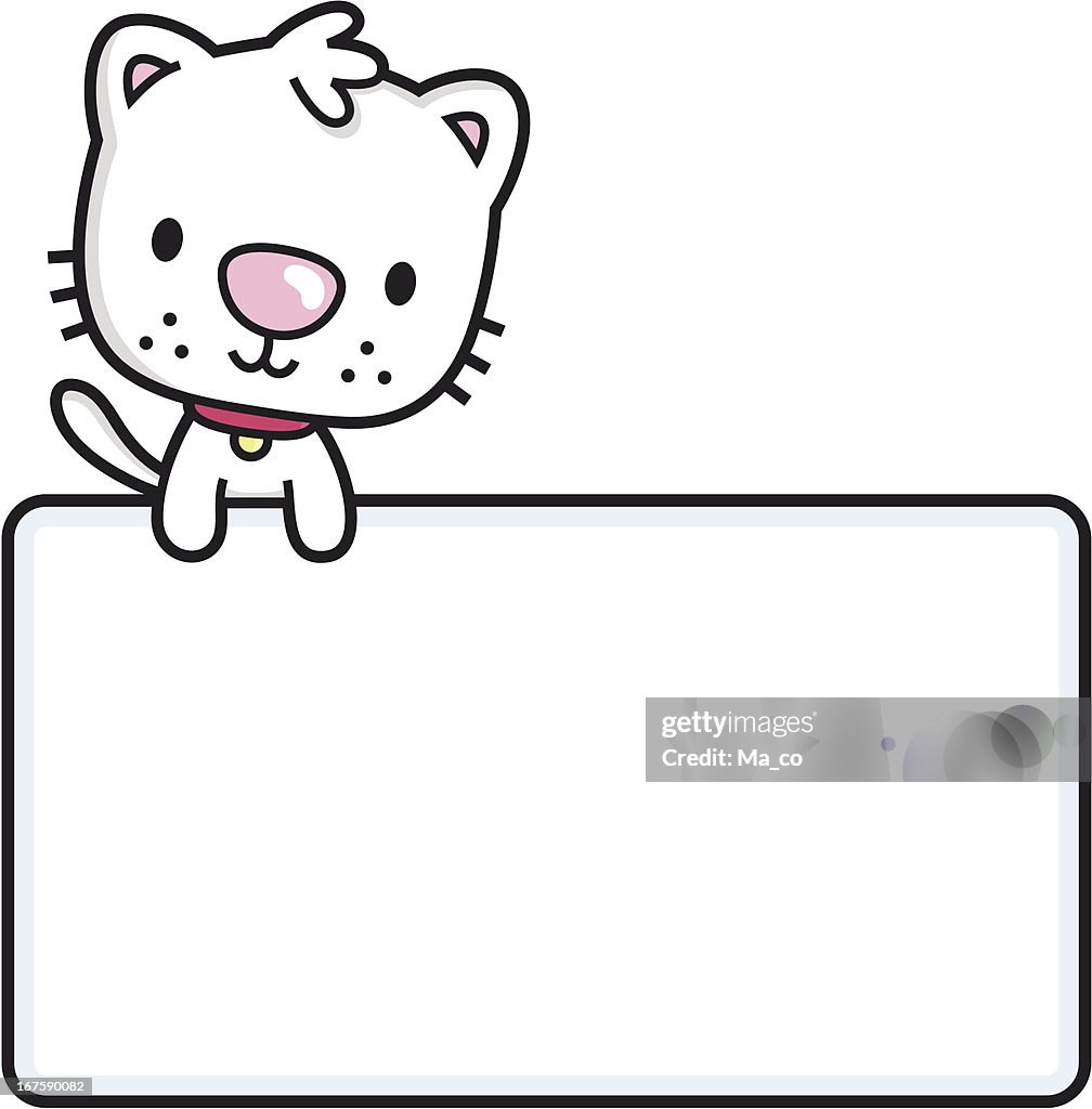 Cartoon Cat With Blank Sign For Your Text High-Res Vector Graphic - Getty  Images
