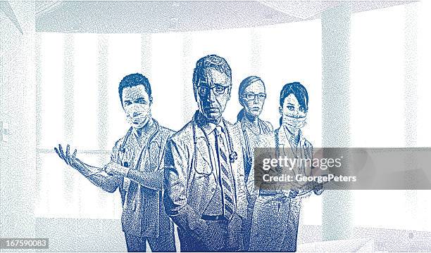 medical team in contemporary office - male nurse stock illustrations