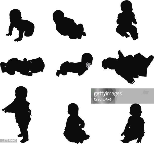 cute babies - lying on front stock illustrations