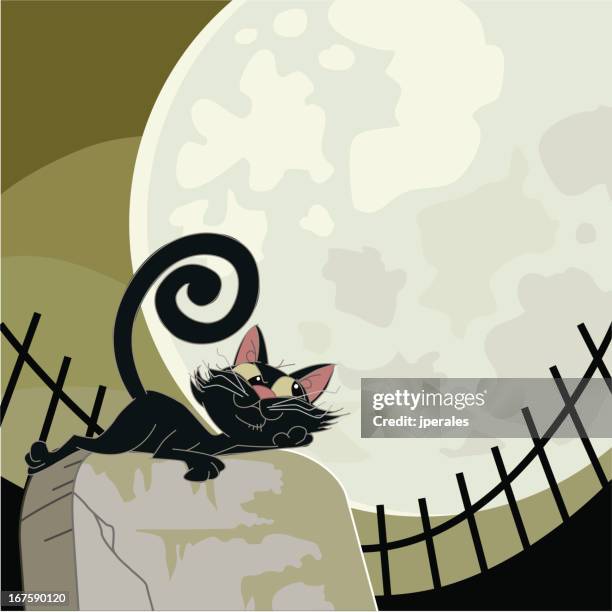 tombstone cat - gravestone stock illustrations