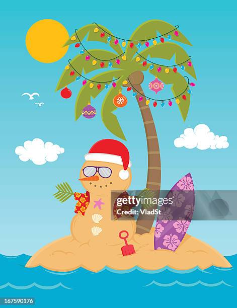 stockillustraties, clipart, cartoons en iconen met warmest wishes for christmas - hawaii christmas