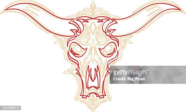 pinstriped cow skull - pinstripe stock illustrations