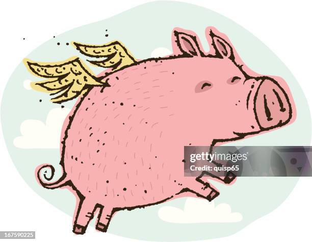 flying pig - when pigs fly stock illustrations
