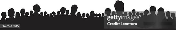 crowd (people are moveable and complete down to the waste) - converging lines black vector stock illustrations