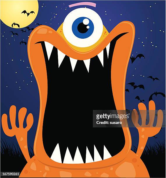 scary monster - ugly cartoon characters stock illustrations