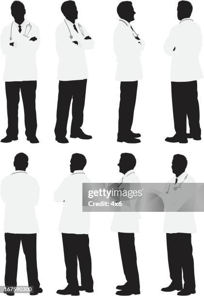 ilustraciones, imágenes clip art, dibujos animados e iconos de stock de varias imágenes de un médico - vertical stock illustrations