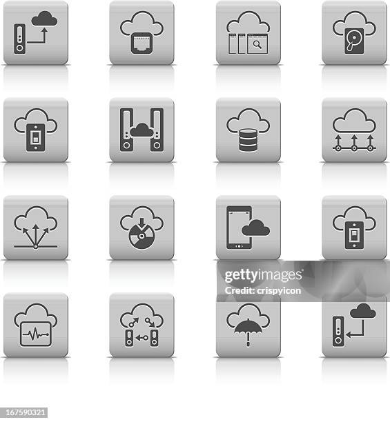 cloud computer icons - computer off stock illustrations