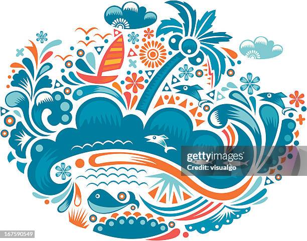 seaside scenery - beach waves stock illustrations