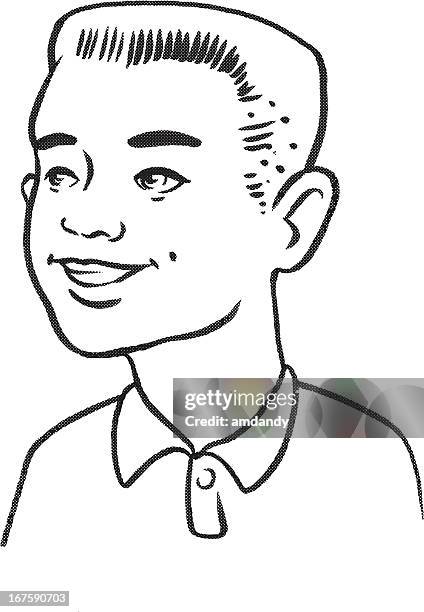retro buzz cut kid - flattop haircut stock illustrations
