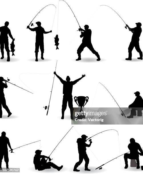 fishing - fishing silhouette stock illustrations