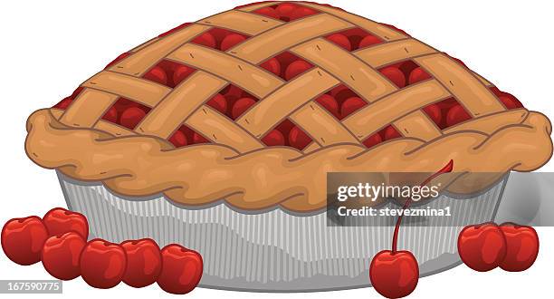 gedeckter pie - cherry pie stock-grafiken, -clipart, -cartoons und -symbole