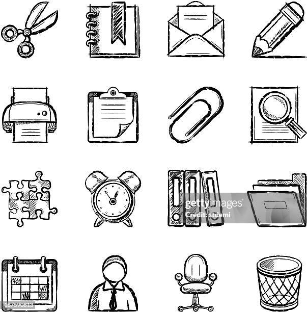 office icons - wastepaper bin stock illustrations