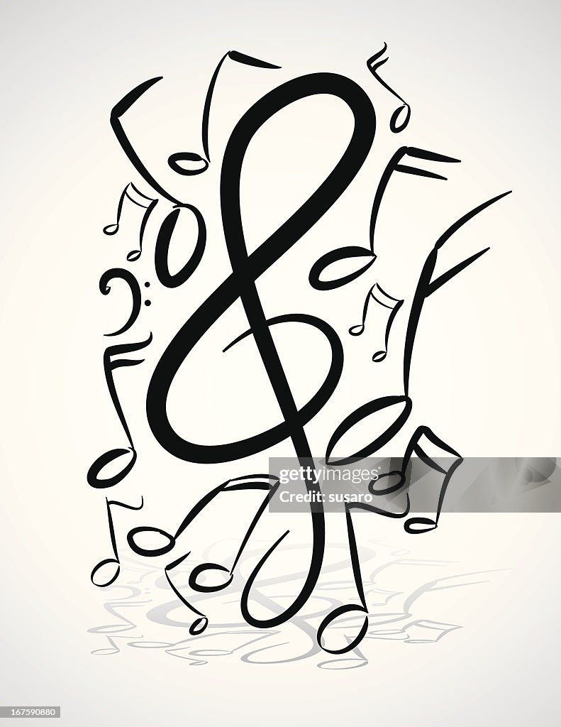 Freehand Music Notes Illustration