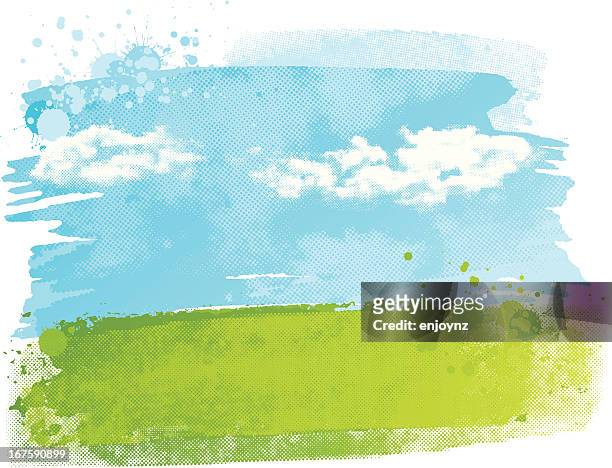watercolour field - grass stock illustrations