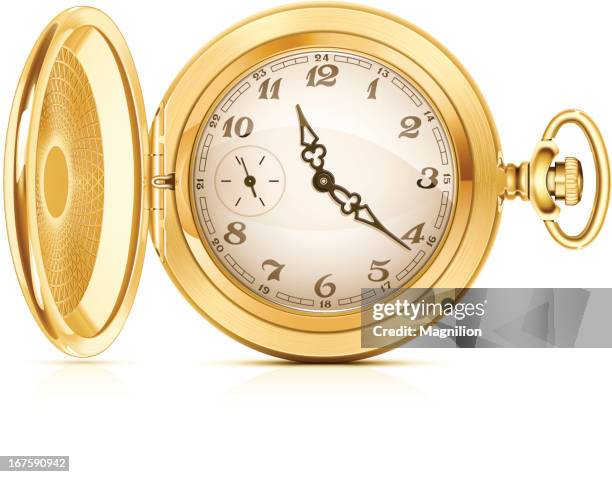 stockillustraties, clipart, cartoons en iconen met gold pocket watch - edwardiaanse stijl