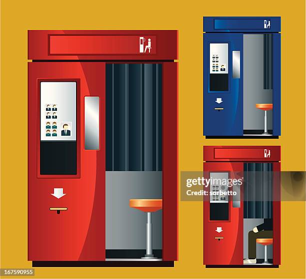 stockillustraties, clipart, cartoons en iconen met photo booth machine - coin operated