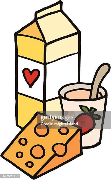 milk cheese and yogurt doodle - strawberry milkshake stock illustrations