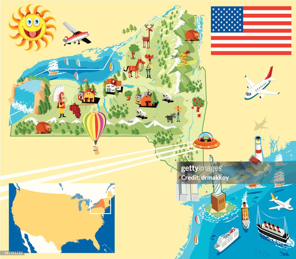 Cartoon map of New york