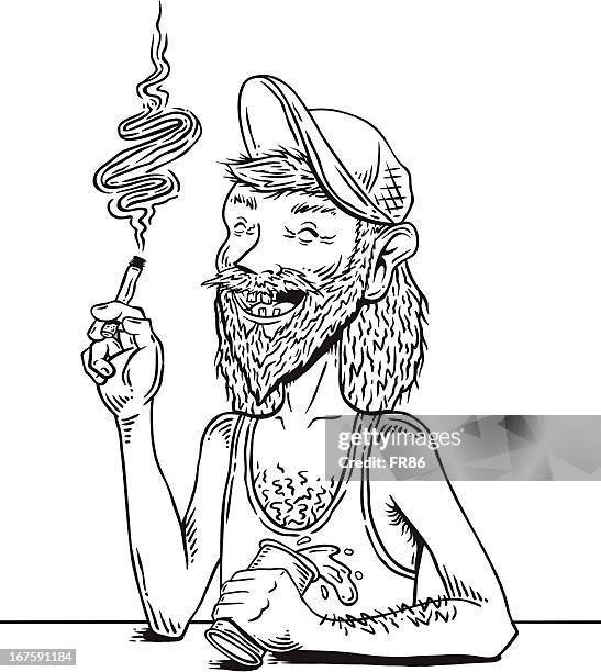 redneck joe (outline) - mullet stock illustrations