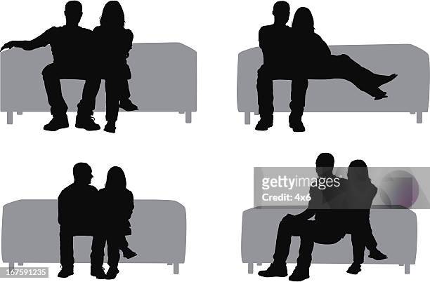 silhouette of couple sitting on couch - ignoring 幅插畫檔、美工圖案、卡通及圖標