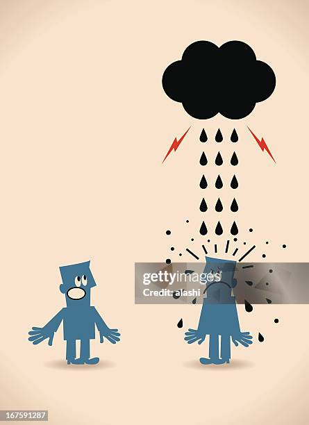 illustrazioni stock, clip art, cartoni animati e icone di tendenza di perché è sempre pioggia su di me - fradicio