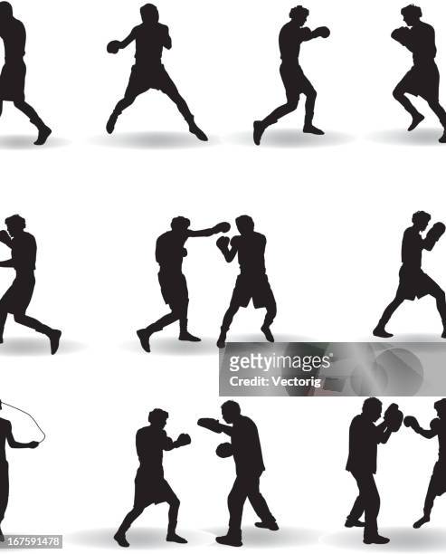 stockillustraties, clipart, cartoons en iconen met boxing silhouette - boxing sport
