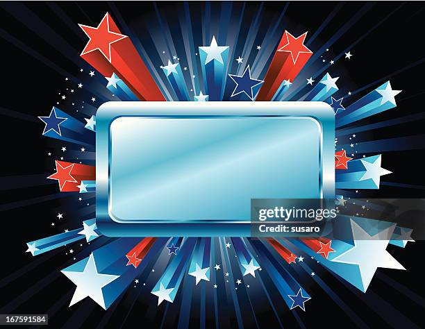 stockillustraties, clipart, cartoons en iconen met red white and blue stars burst - vip