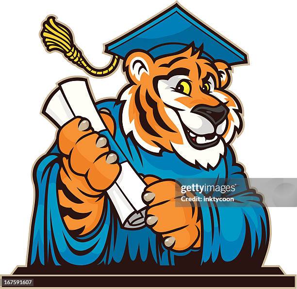 tiger graduate - graduation clothing stock illustrations