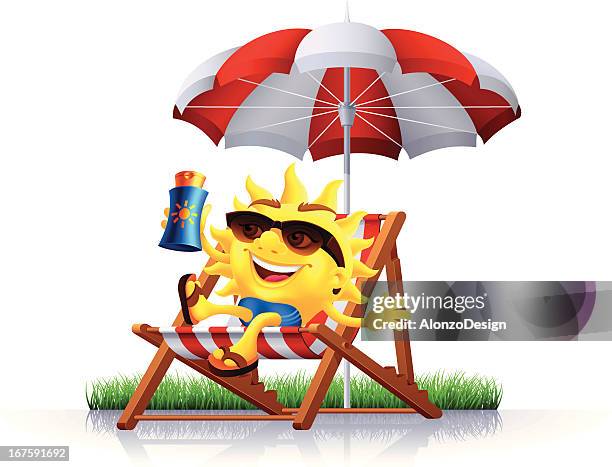 sun with suntan lotion - sun safety stock illustrations