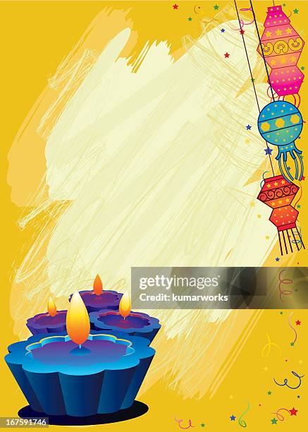 grunge diwali greeting card in yellow - diwali 幅插畫檔、美工圖案、卡通及圖標