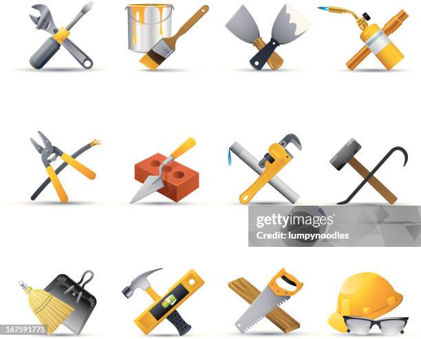 stockillustraties, clipart, cartoons en iconen met home repair icons - gereedschap