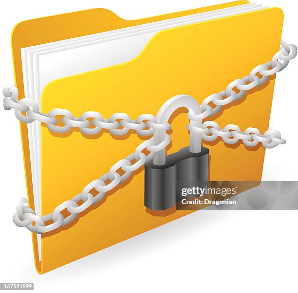 secured folder - computer lock white background stock illustrations