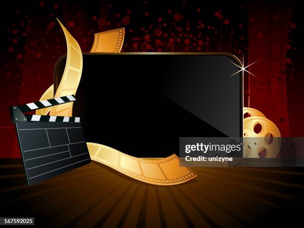 abstract frame for films - golden reel stock illustrations