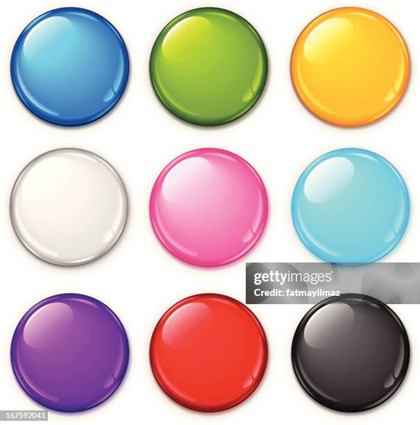 badge set - red round button stock illustrations