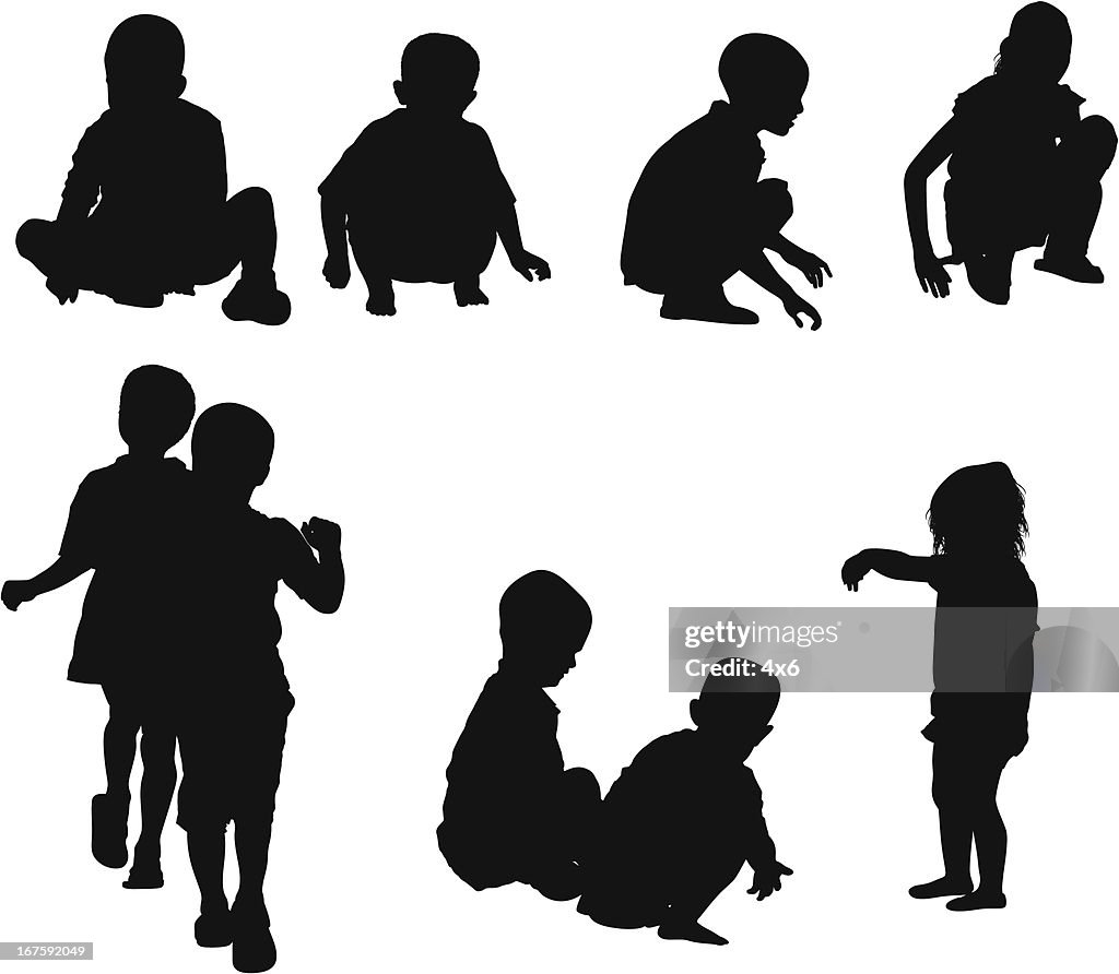 Silhouette of children playing